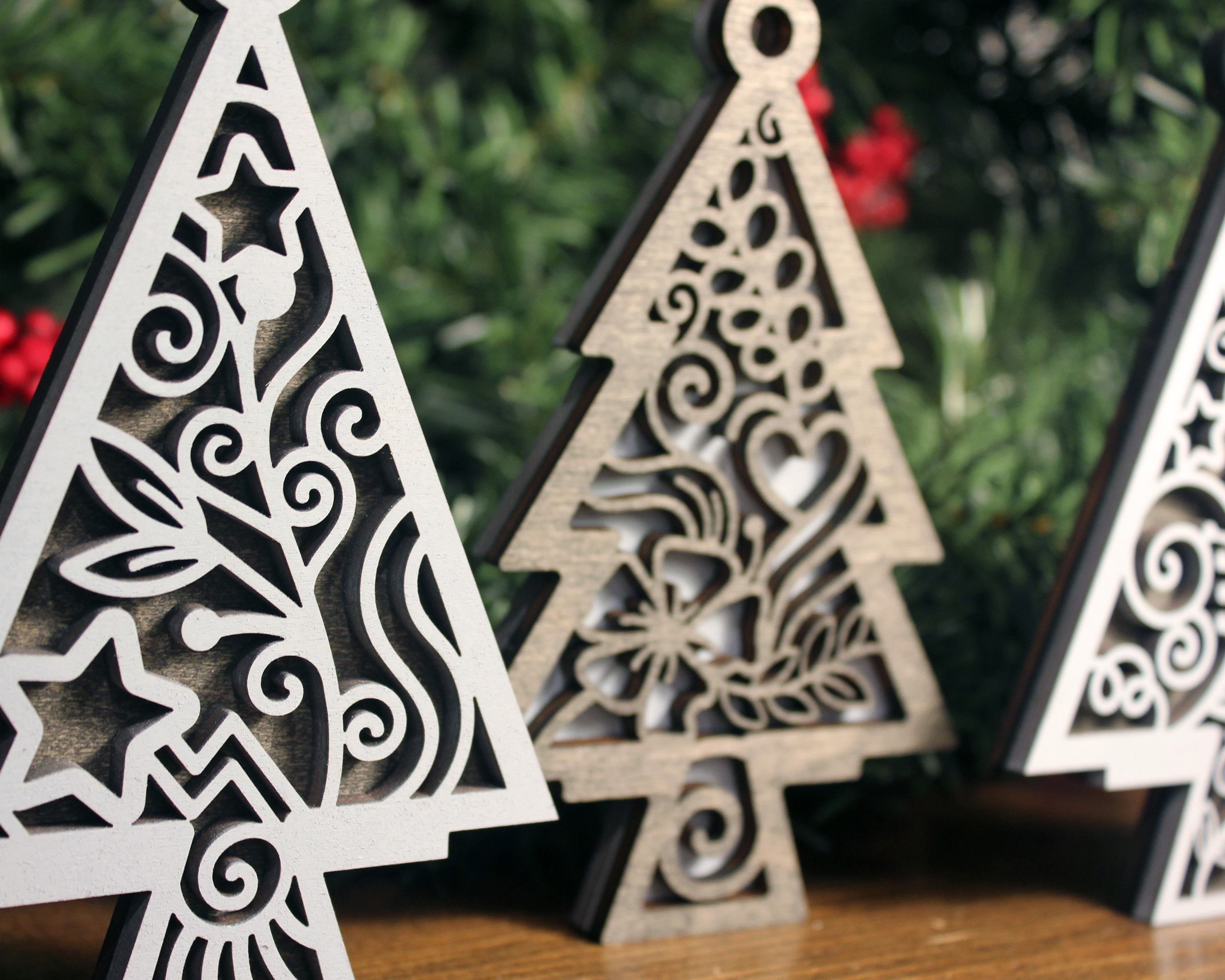 Decorative Handmade Tree Handmade Wooden Christmas Tree Decor: Freestanding Tabletop Decoration ...