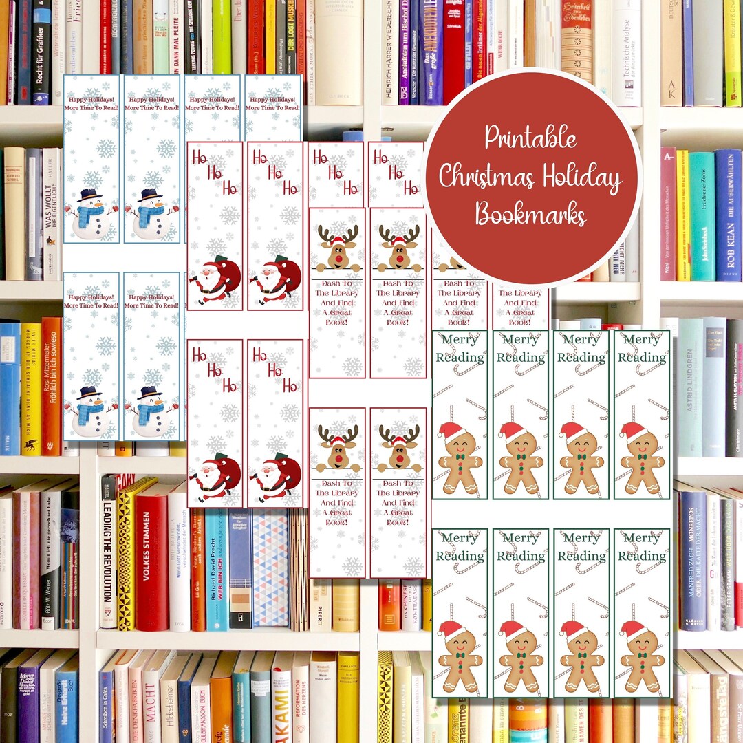 Printable Christmas Bookmark for Teachers, Printable Bookmarks, Cute ...