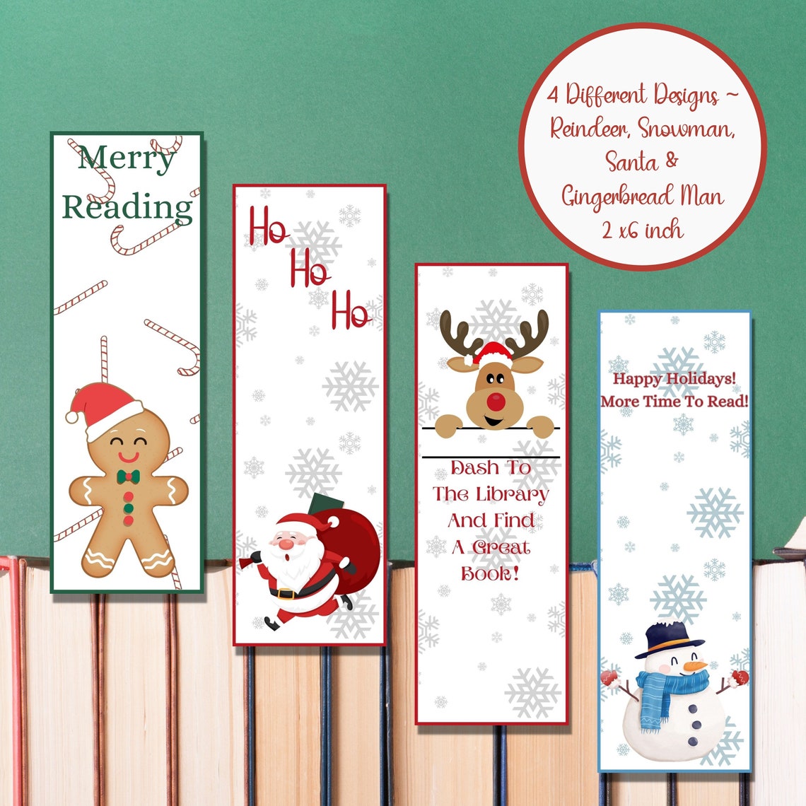 Printable Christmas Bookmark for Teachers, Printable Bookmarks, Cute ...