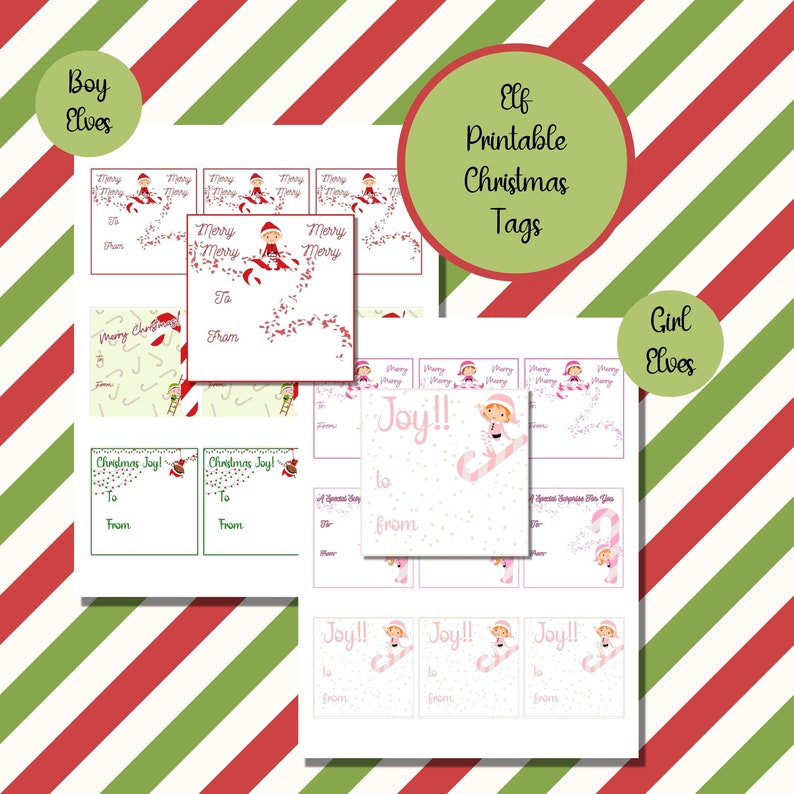 Printable Christmas Tags, Printable Elf Tags, Printable Gift Tags ...