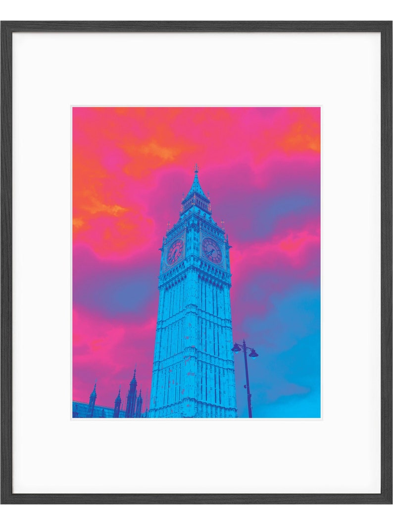 Big Ben Printable Poster, Modern Art, Pop Art, London Decor, Digital Download, Hot Pink, Bright