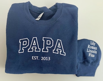 Besticktes Papa Sweatshirt, Papa Est 2024 Sweatshirts, Schwangerschaftansage für Papa, Geschenk für Opa