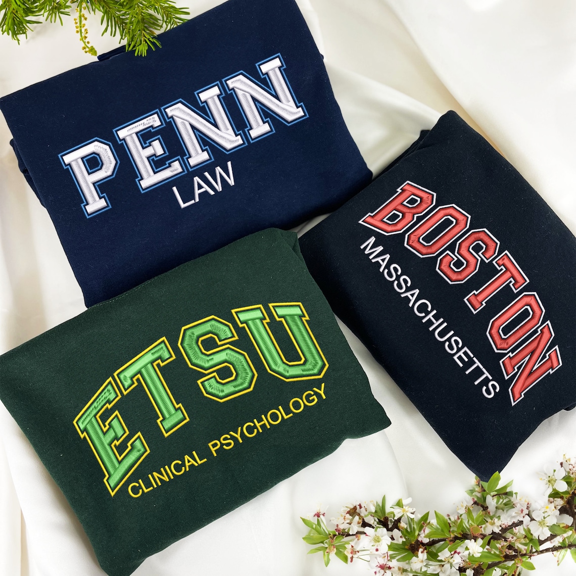 Embroidered University Sweatshirt, Custom Filled Varsity Hoodie, Personalizable University/College Sweatshirt, City, College, City image 1