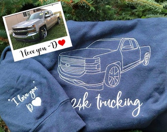 Custom Car Outline Sweatshirt from Your Photo, Put Your Car on Crewneck, Valentine Gift for Boyfriend