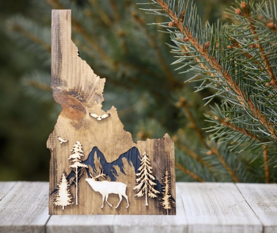 Rustic Table Star Id Idaho Themed Rustic Wall or Table Decor Laser Engraved - Etsy