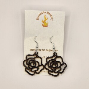 Walnut Plywood Dangle Earrings - US Flag, Idaho, Rose Vine
