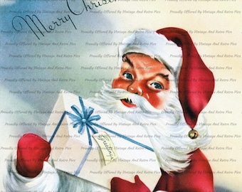 Hermosa imagen retro de Santa Claus vintage. Archivos PNG y JPG descargables instantáneos de alta calidad de 300 DPI. ¡Obtenga 2 archivos por el precio de uno!
