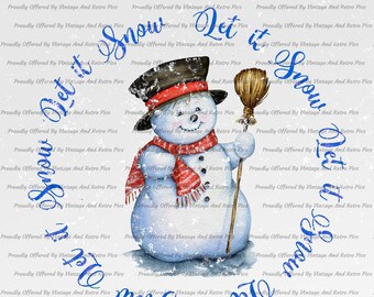 Belle image de bonhomme de neige rétro! Fichiers PNG et JPG téléchargeables instantanés de haute qualité 300 DPI. Obtenez 2 fichiers pour le prix de 1