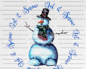 Charmante image de bonhomme de neige rétro! Fichiers PNG et JPG téléchargeables instantanés de haute qualité 300 DPI. Obtenez 2 fichiers pour le prix de 1