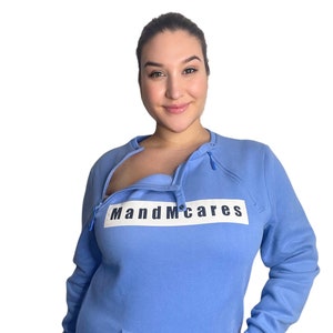 Plus Size Dialysis Sweatshirt with Chest Zippers | Chemo Clothing for easy Chest Port Access | Thick Warm Soft Hemodialysis Shirt