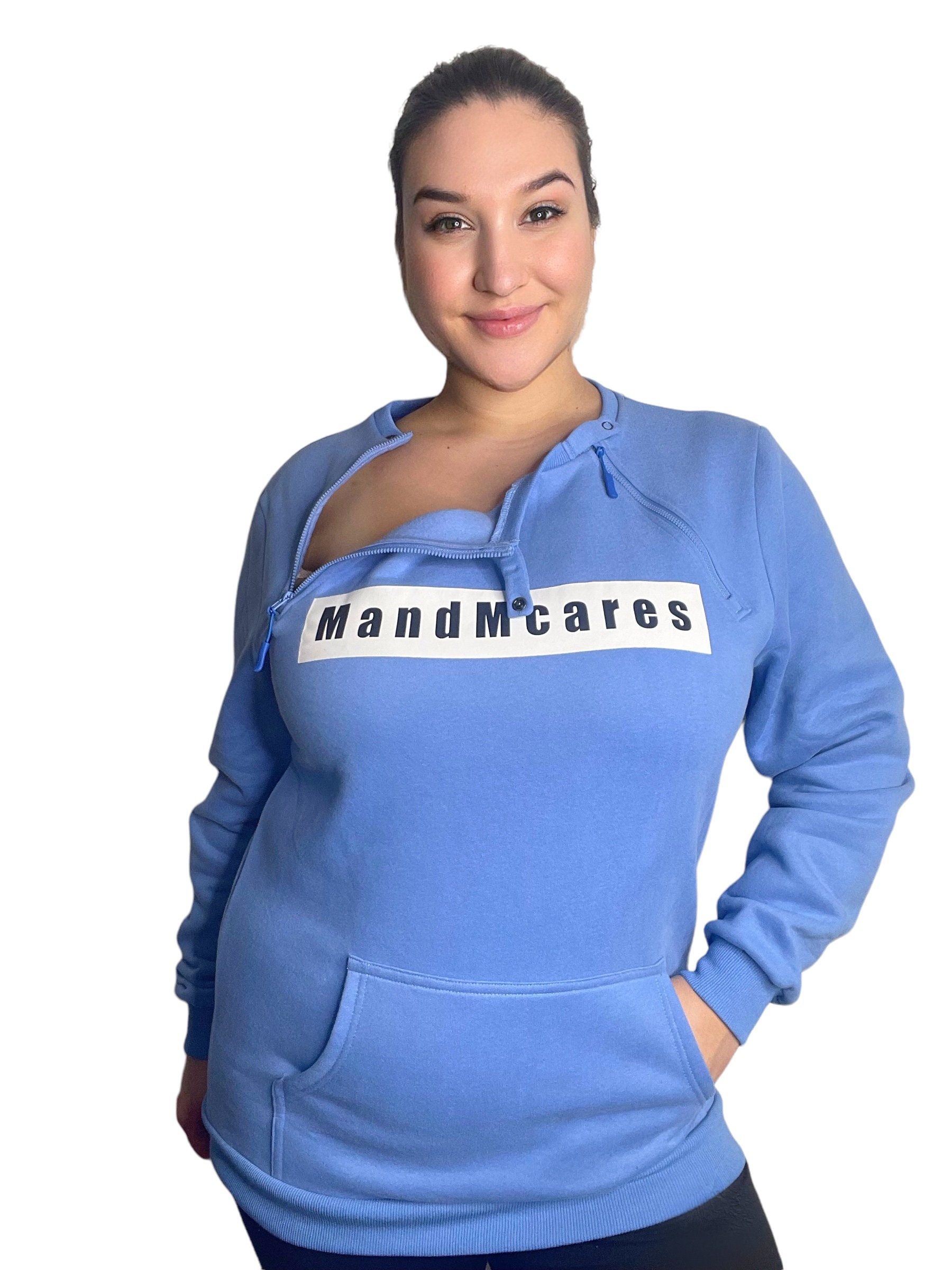 Plus Size Dialysis Sweatshirt with Chest Zippers | Chemo Clothing for easy Chest Port Access | Thick Warm Soft Hemodialysis Shirt