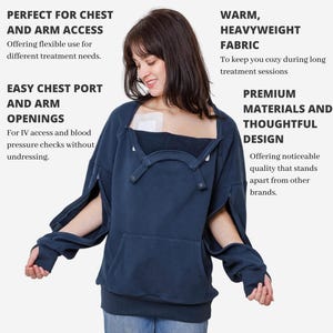 Dialysis,Chemotherapy, Infusion Access Sweatshirt: Chest Port Arm Openings, Thumbholes image 10