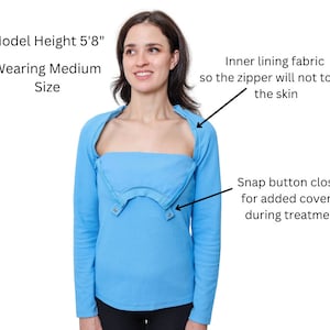 Hemodialysis Clothing | Dialysis Clothes | Chemo Recovery Port T-Shirt | Infusion Shirt with Left and Right Smooth Chest Zippers