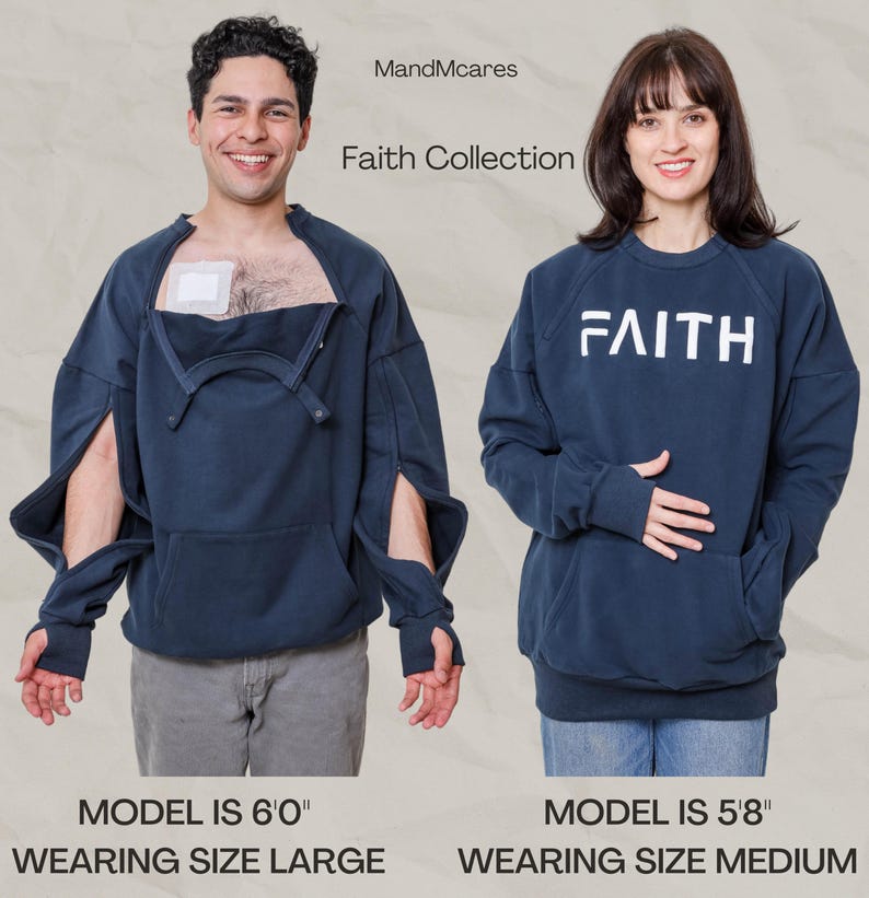 Dialysis,Chemotherapy, Infusion Access Sweatshirt: Chest Port Arm Openings, Thumbholes Blue