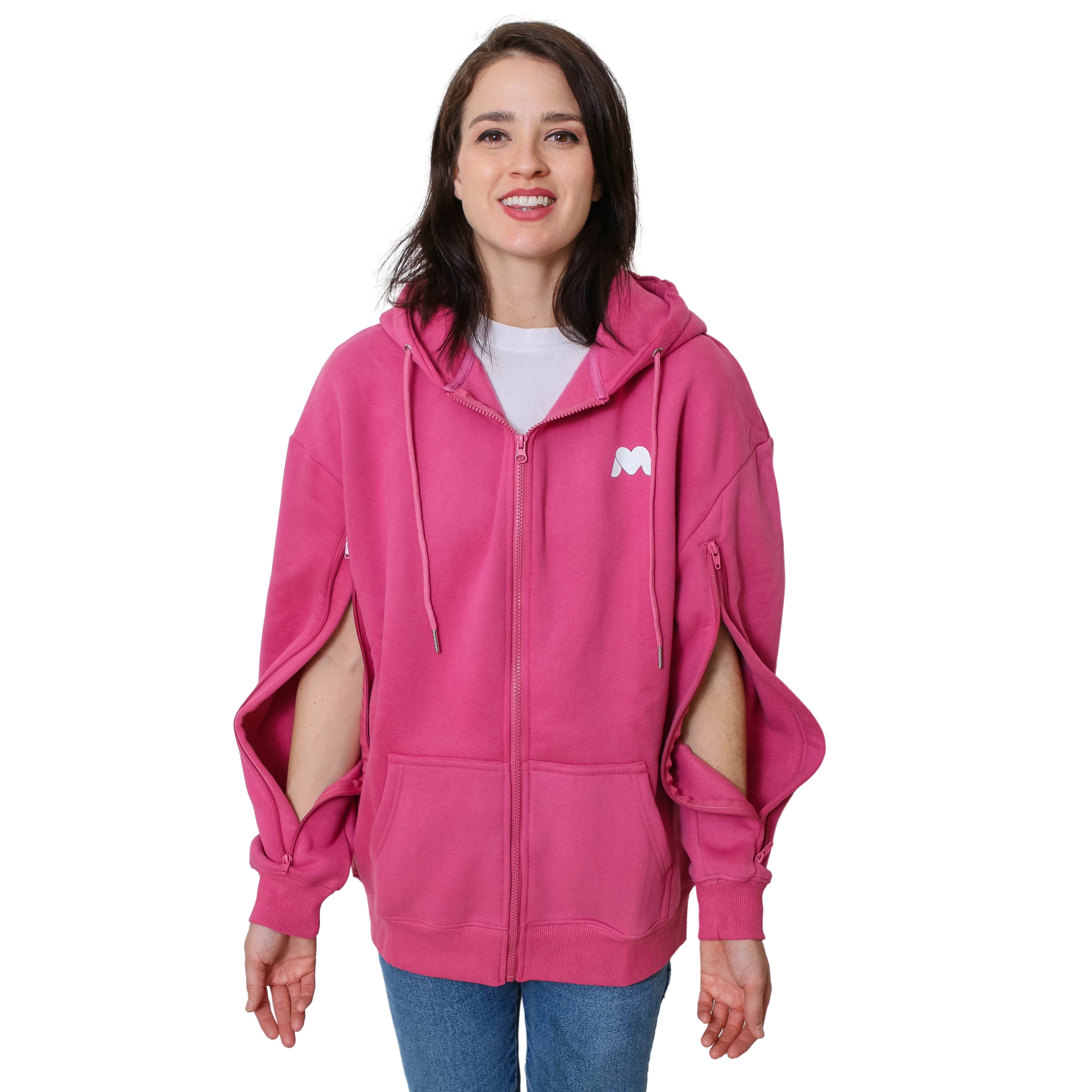 Thick Warm Dialysis | Chemo | Infusion Oversized Hoodie with 2 Way Smooth Bilateral Arm Zipper | Unisex