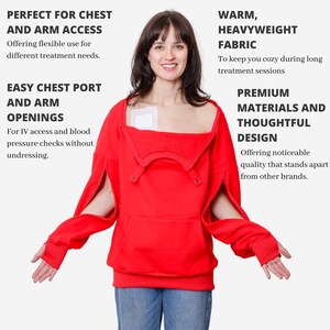 Dialysis,Chemotherapy, Infusion Access Sweatshirt: Chest Port Arm Openings, Thumbholes image 3
