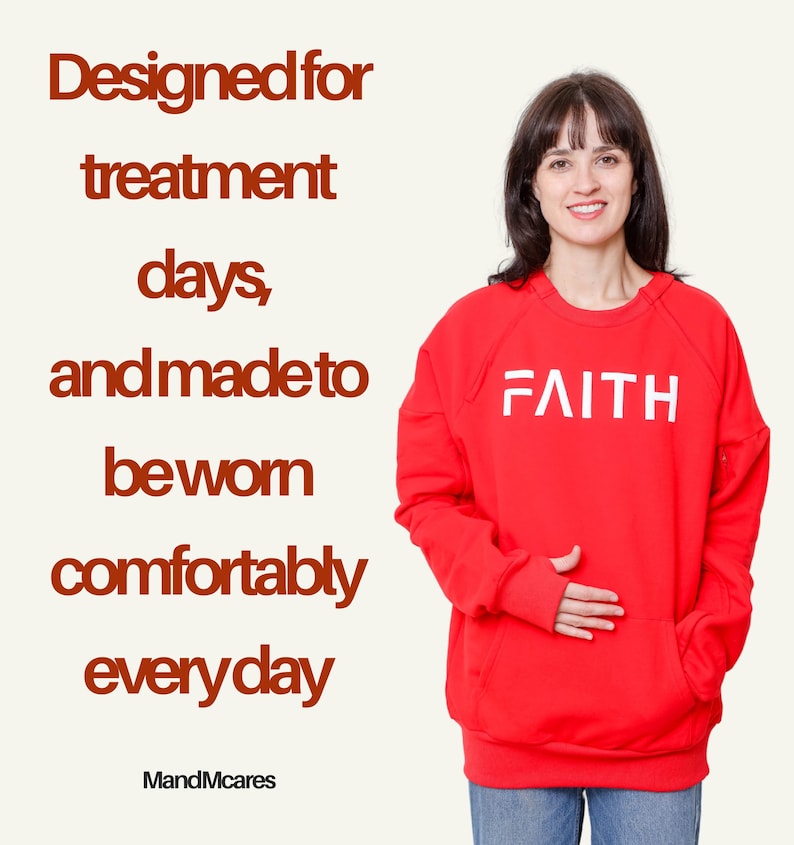 Dialysis,Chemotherapy, Infusion Access Sweatshirt: Chest Port Arm Openings, Thumbholes image 5