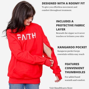 Dialysis,Chemotherapy, Infusion Access Sweatshirt: Chest Port Arm Openings, Thumbholes image 4