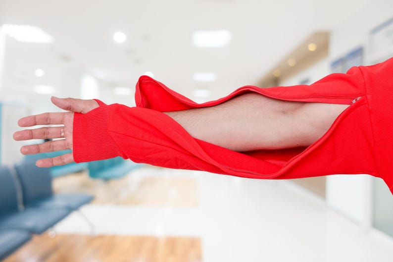 Dialysis,Chemotherapy, Infusion Access Sweatshirt: Chest Port Arm Openings, Thumbholes image 6