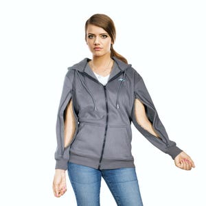 Thick Warm Dialysis | Chemo | Infusion Oversized Hoodie with 2 Way Smooth Bilateral Arm Zipper | Unisex