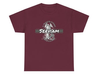 St. Michael The Archangel T-Shirt - Traditional CATHOLIC Men Shirt - Catholic Father's Day Gift - Serviam - "I Will Serve" Catholic Gift