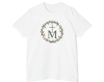 Virgin Mary Cross Catholic Shirt, Marian T, Catholic gifts, Our Lady, Marian Cross Shirt, Floral Women Religious Shirt, Blessed Virgin