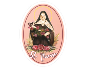 St. Therese CATHOLIC SAINT STICKER, Cute Saint Religious Faith Waterproof Sticker For Books, Journaling, Water Bottle, Cars, Kids Gift