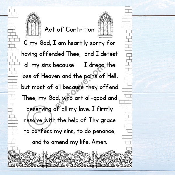 Baltimore Catechism Latin and English Act of Contrition Print and Handwriting Sheet