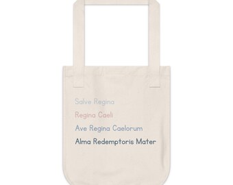 Marian Antiphon Catholic Tote Bag Traditional Catholic Gift Salve Regina, Regina Caeli, Ave Regina Caelorum, Alma Redemptoris Mater