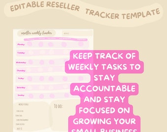 Reseller Weekly Tracker Inventory Sales Relisting Shipping Tracking Poshmark Ebay Facebook Marketplace