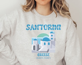 Santorini Greece Sweatshirt, Santorini Coordinates, Greek Fashion, Greek Matching Shirts, Santorini Vacation, Santorini Girls Trip