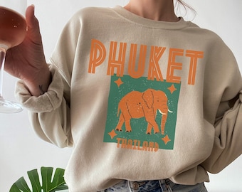 Phuket Thailand Sweatshirt, Elephant Graphic Shirt, Travel in Thailand, Phuket Matching Shirts, Thailand Vacation Outfits, Phuket Gift