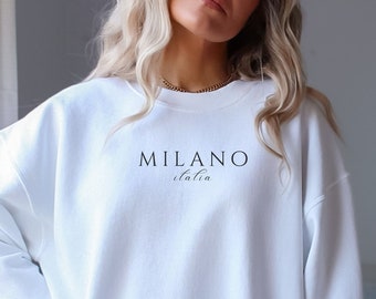 Milano Italia Sweatshirt, Travel in Italia, Milan Fashion, Milan Apparel, Milan Girls Trip, Summer in Milan, Milano Shirt, Cute Milan Shirt
