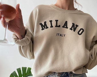Milano Sweatshirt, Italy Sweatshirt, Matching Group Shirt, Custom Travel Shirt, Italian Outfit, Honeymoon Outfit, Europe Tee, Italy Bride