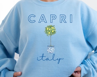 Capri Italy Sweatshirt, Travel in Italia, Girls Trip Capri, Matching Vacation Shirts, Italy Lemon Graphic Shirt, Italian Tree, Italy Tee