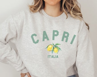 Capri Italia Sweatshirt, Lemon Sweatshirt, Travel in Italy, Italian Fashion, Italy Apparel, Capri Vacation Outfit, Italy Gift, Capri Gift