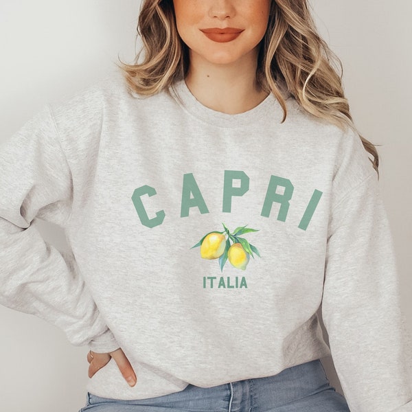 Capri Italia Sweatshirt, Lemon Sweatshirt, Travel in Italy, Italian Fashion, Italy Apparel, Capri Vacation Outfit, Italy Gift, Capri Gift