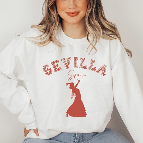 Sevilla Spain, Spain Apparel, Spain Fashion, Flamenco Dancer, Distressed Font, Spanish Tee, Sevilla Tee, Seville Gift, Seville Souvenir