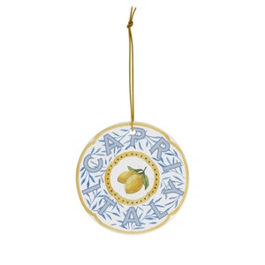 Capri Italy Lemon Ornament, Destination Ornament, City Ornament, Lemon Souvenir, Fruit Ornament, Italy Christmas Decoration