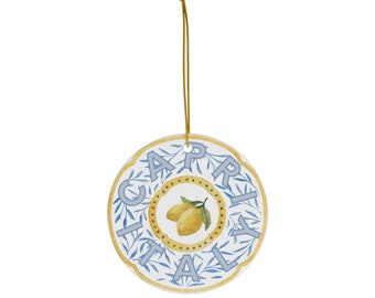 Capri Italy Lemon Ornament, Destination Ornament, City Ornament, Lemon Souvenir, Fruit Ornament, Italy Christmas Decoration