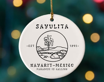 Sayulita Mexico Ornament, Destination Ornament, City Ornament, Mexico Souvenir, Vacation Gift, Sayulita Gift, Mexico Christmas Decor