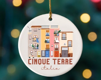 Cinque Terre Italy Christmas Ornament, Trip to Italy, Italian Souvenir, Italy Decor, Custom City Ornament, Travel Souvenir, Christmas Gift
