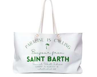Saint Barth Weekender Bag, Travel Oversized Tote, Matching Bags, Custom City Tote, St. Barth Vacation Tote, Beach Vacation Tote