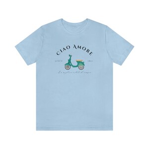 Ciao Amore Tshirt, Italy Tshirt, Italian Apparel, Italy Scooter, Amore Italy, Ciao Italy, Italy Crewneck, Italian Girl, Cute Italy Shirt afbeelding 4