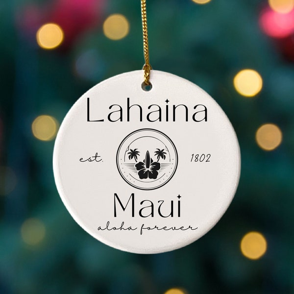 Lahaina Maui Ornament, Destination Ornament, City Ornament, Hawaiian Souvenir, Surfer Ornament, Maui Christmas Decoration