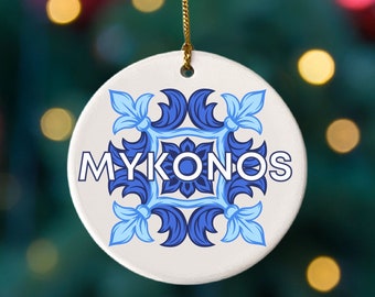 Mykonos Greece Ornament, Destination Ornament, City Ornament, Greece Gift, Greece Christmas Decor, Nautical Decor, Greek Souvenir
