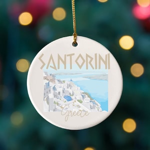 Santorini Greece Ornament, Vacation to Santorini, Christmas Ornament, Custom City Ornament, Unique Greek Souvenir, Greece Decor, Greek Gift