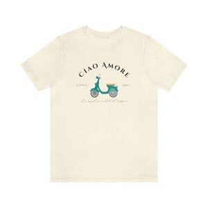 Ciao Amore Tshirt, Italy Tshirt, Italian Apparel, Italy Scooter, Amore Italy, Ciao Italy, Italy Crewneck, Italian Girl, Cute Italy Shirt afbeelding 5