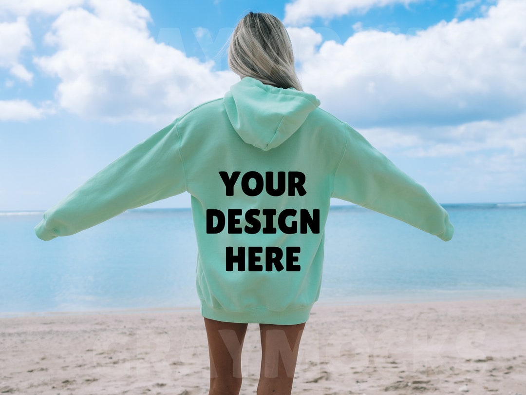 Gildan 18500 Mint Green Hoodie Mockup, Back of Hoodie Mockup, Gildan