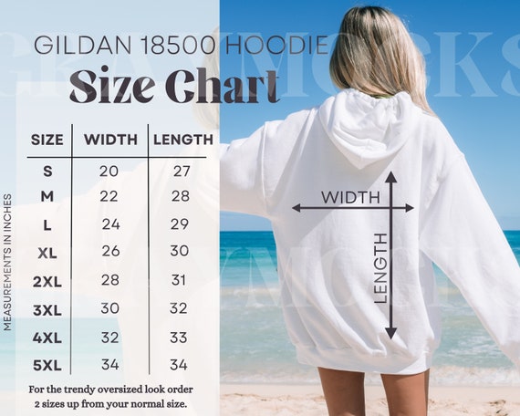 Gildan 18500 size chart sale